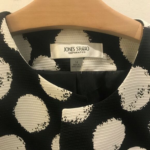 Jones Studio Black and White Print Blazer Jacket - Picture 2 of 3